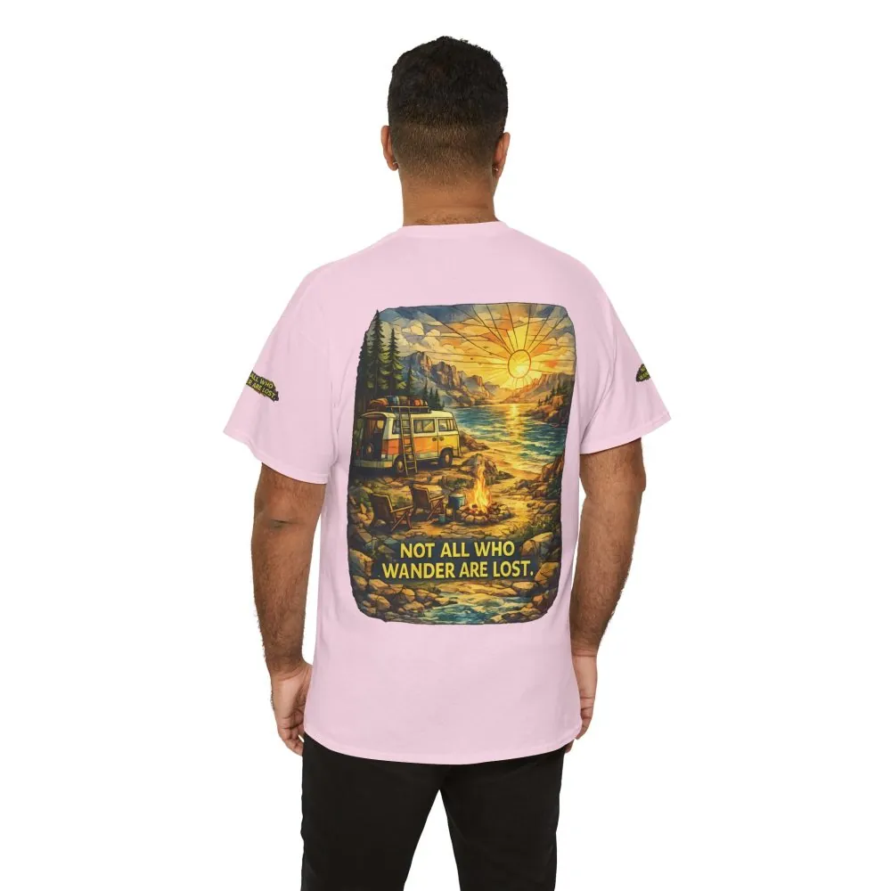 Unisex Heavy Cotton Tee — "Not All Who Wander Are Lost " Design Cubic-Line