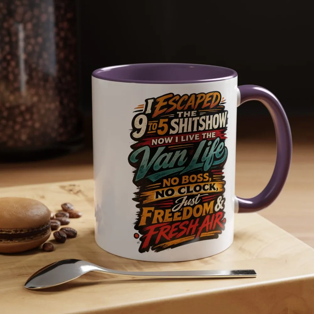 13578060799414728076_2048.jpeg Accent Coffee Mug (11, 15oz) — "I Escaped The 9 To 5" Design F**K-Line