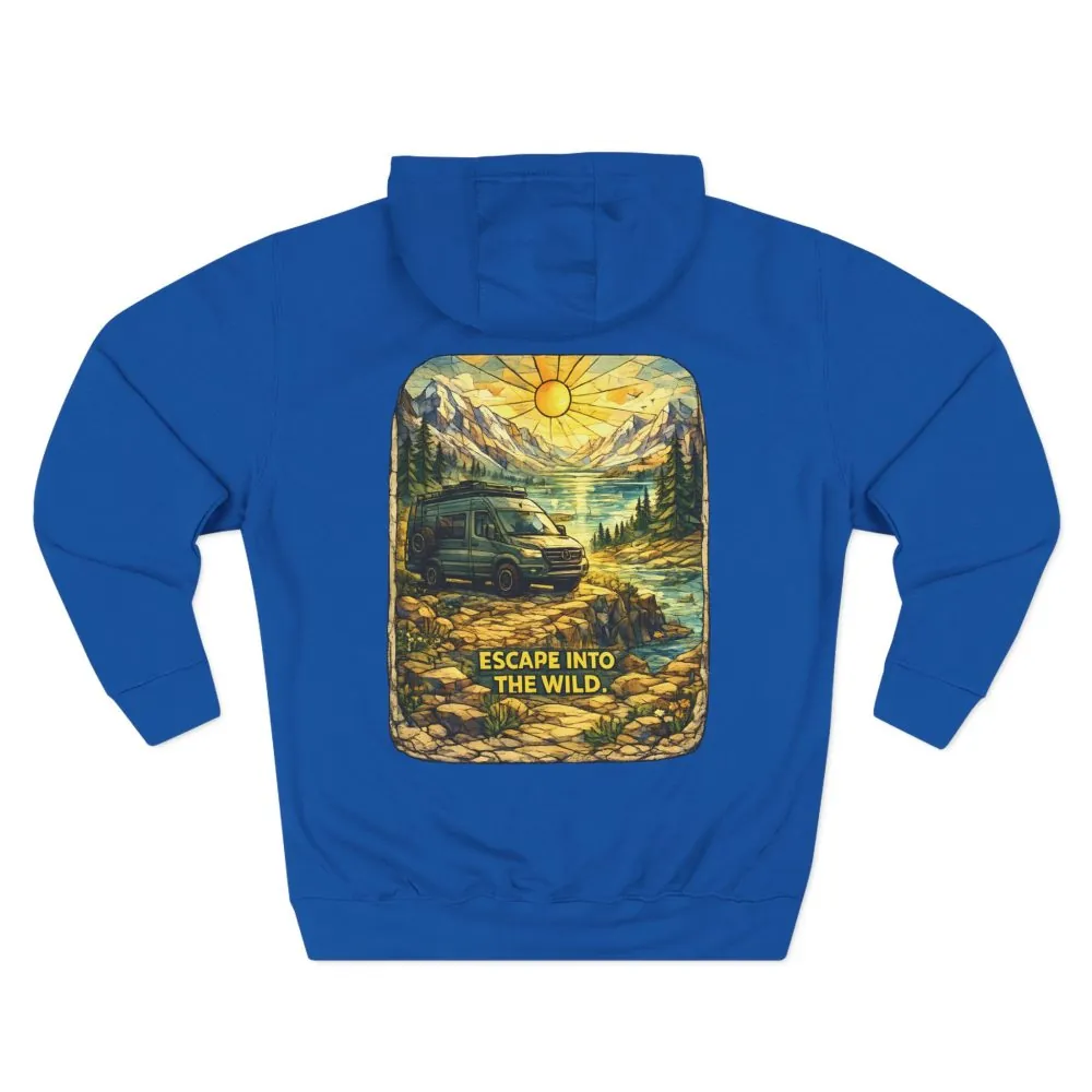 13581051941549001588_2048.jpeg Three-Panel Fleece Hoodie - "Escape Into The Wild" Design Cubic-Line