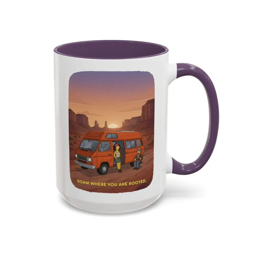 Accent Coffee Mug (11, 15oz) — "Roam Where You Are Rooted" Design Sitcom-Line