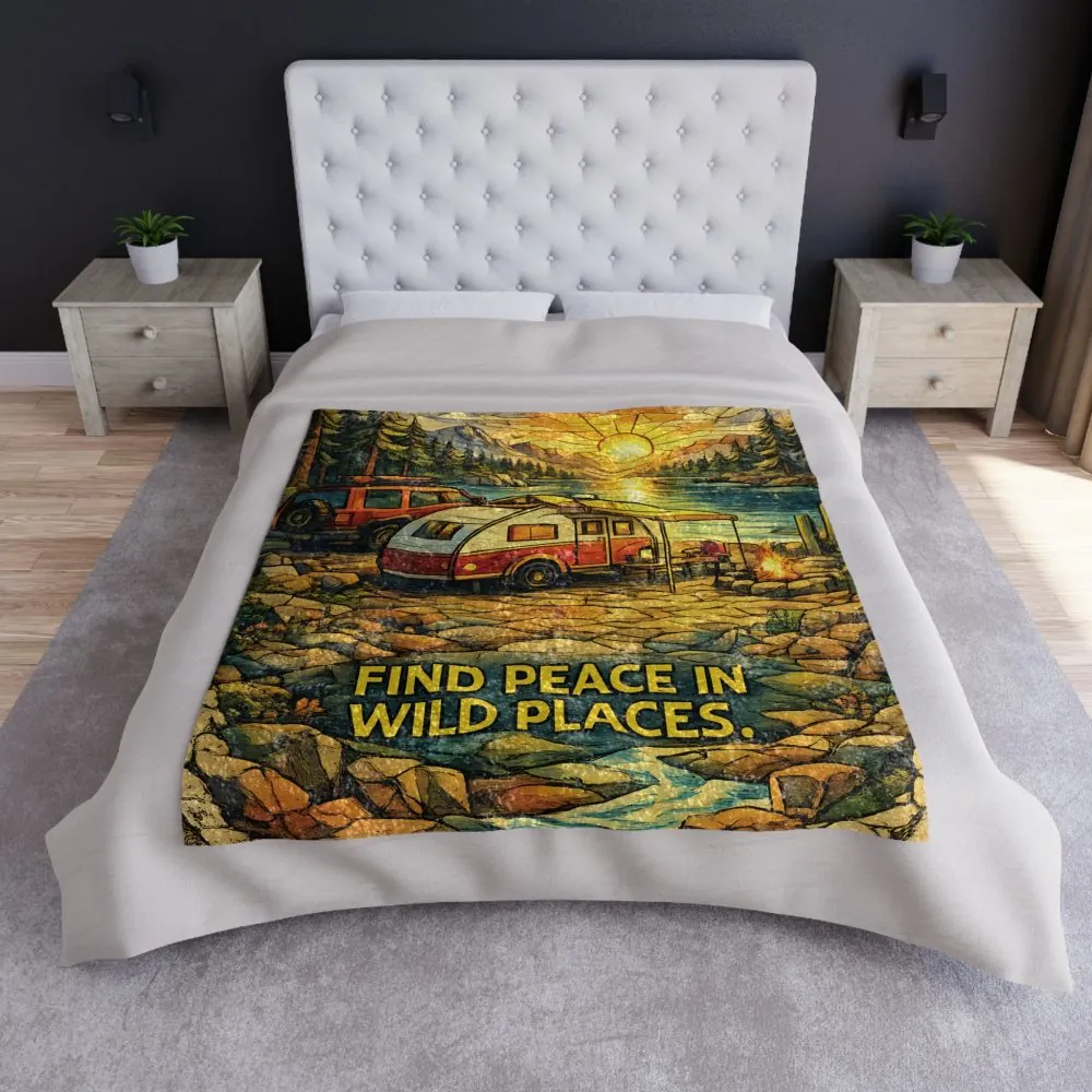 13590033636356435112_2048.jpeg Crushed Velvet Blanket —"Find Peace In Wild Places" Design Cubic-Line (Campervan)