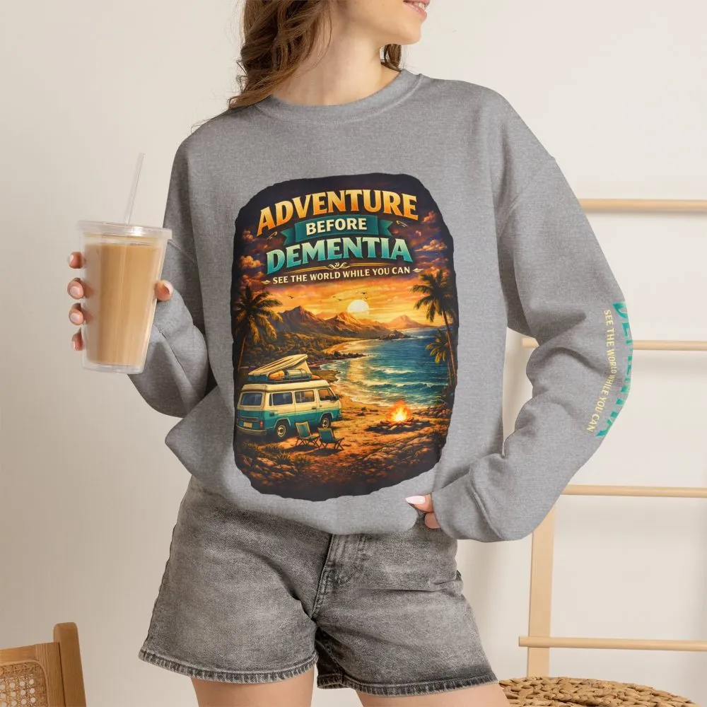 13592872931040100499_2048.jpeg Unisex Heavy Blend™ Crewneck Sweatshirt — "Adventure Before Dementia" Design Scenic-Line