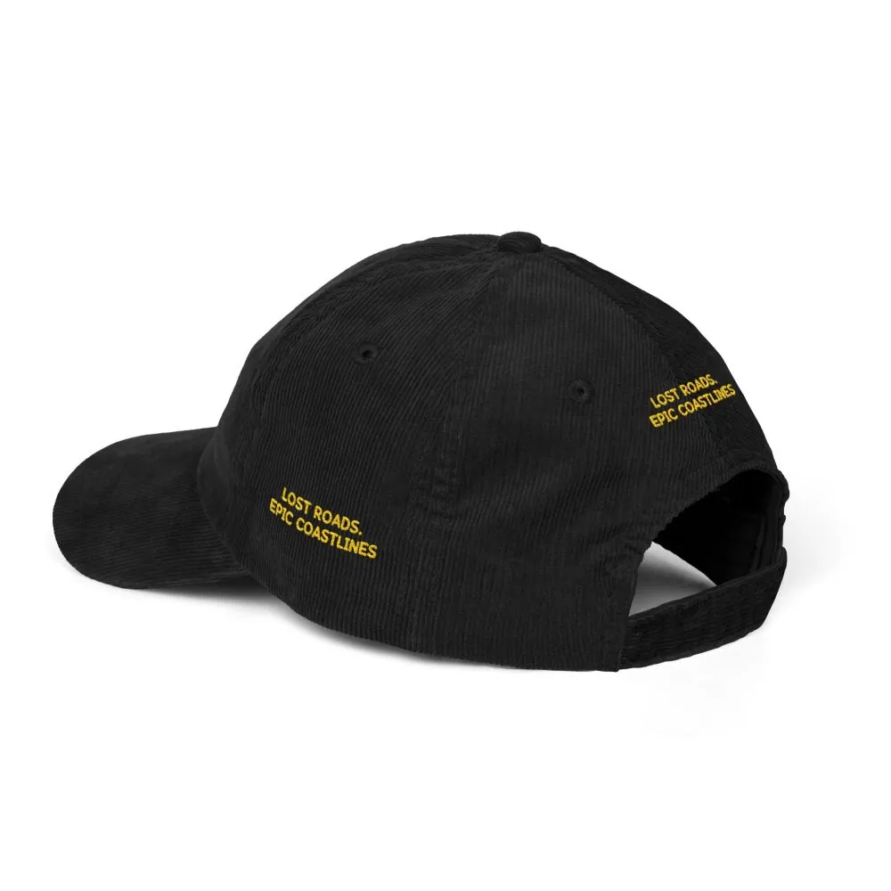 Vintage Corduroy Cap (Embroidery) — "Lost Roads,Epic Coastlines" Embroidered Hat