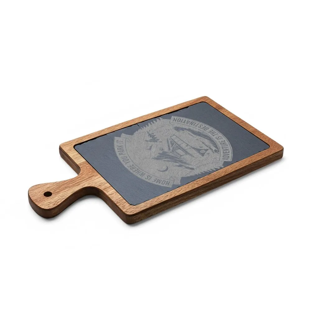Engraved Charcuterie Board - "Home Is Where You Park It-Adventure is the destination" (4 Variants Available)