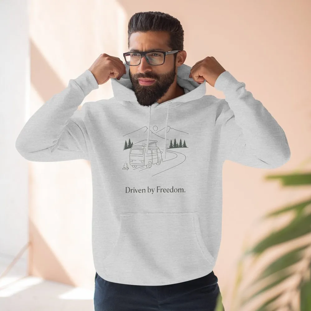 13636443365327419358_2048.jpeg Three-Panel Fleece Hoodie - "Driven By Freedom" Design Minimal-Line