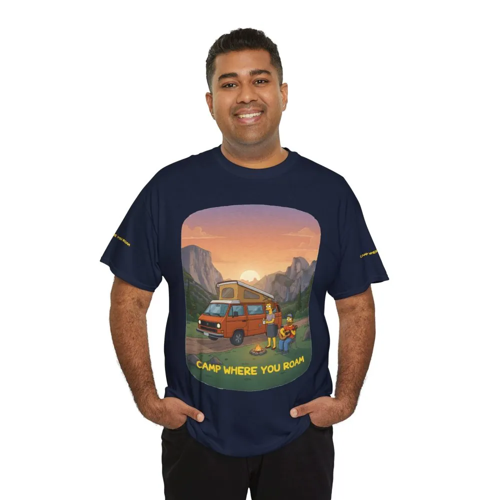 Unisex Heavy Cotton Tee — "Camp Where You Roam" Design Sitcom-Line