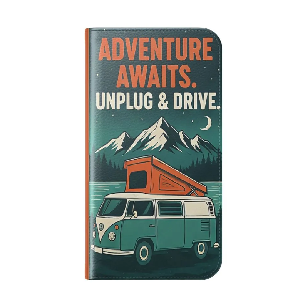 Flip Phone Case — "Adventure Awaits, Fuel Your Journey, Not the WiFi" Wallet Cover