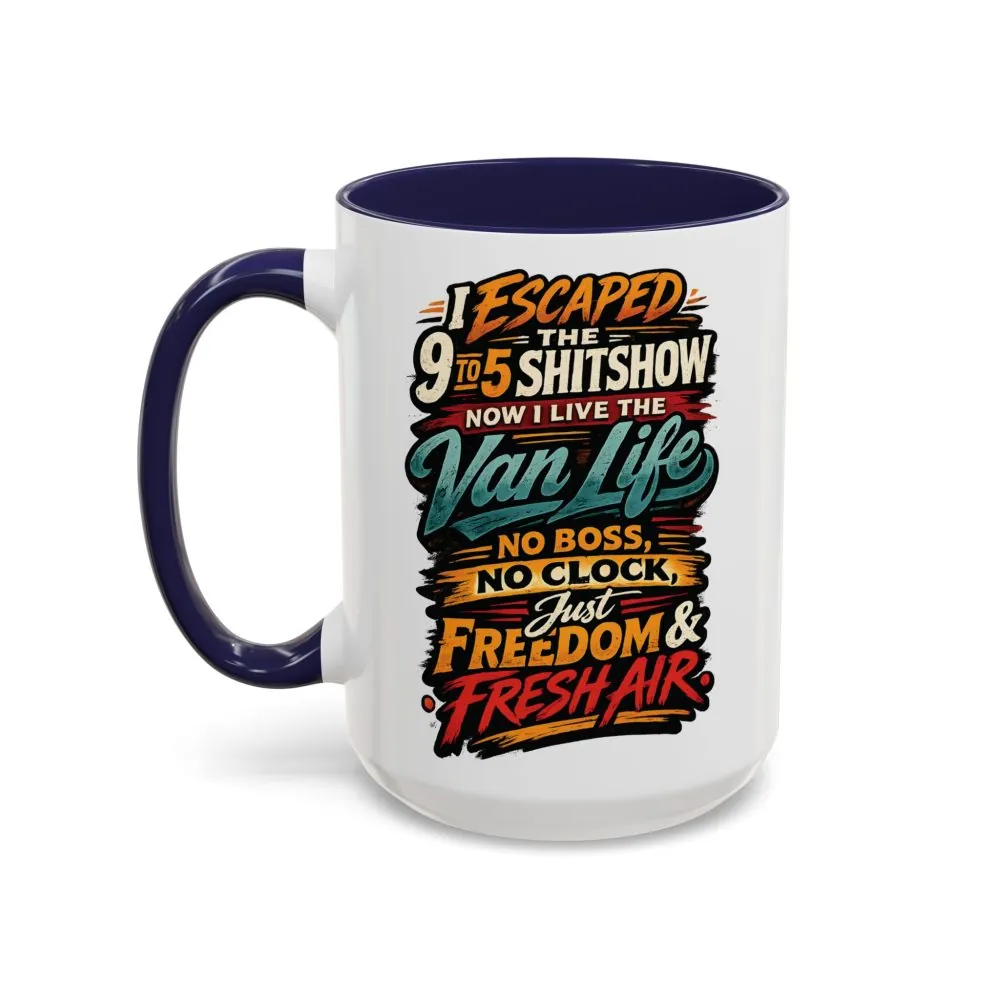 13649284867890989178_2048.jpeg Accent Coffee Mug (11, 15oz) — "I Escaped The 9 To 5" Design F**K-Line