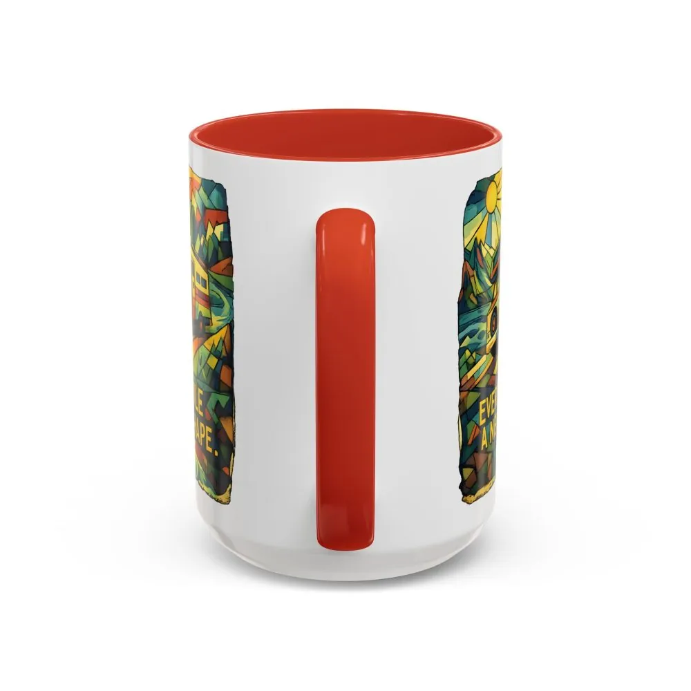 Accent Coffee Mug (11, 15oz) — "Every Mile A New Shape" Design Cubic-Line