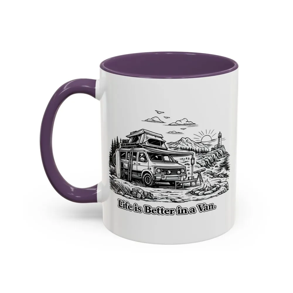 Accent Coffee Mug (11, 15oz) — "Life Is Better In A Van" Design Minimal-Line