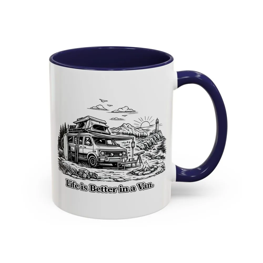 Accent Coffee Mug (11, 15oz) — "Life Is Better In A Van" Design Minimal-Line