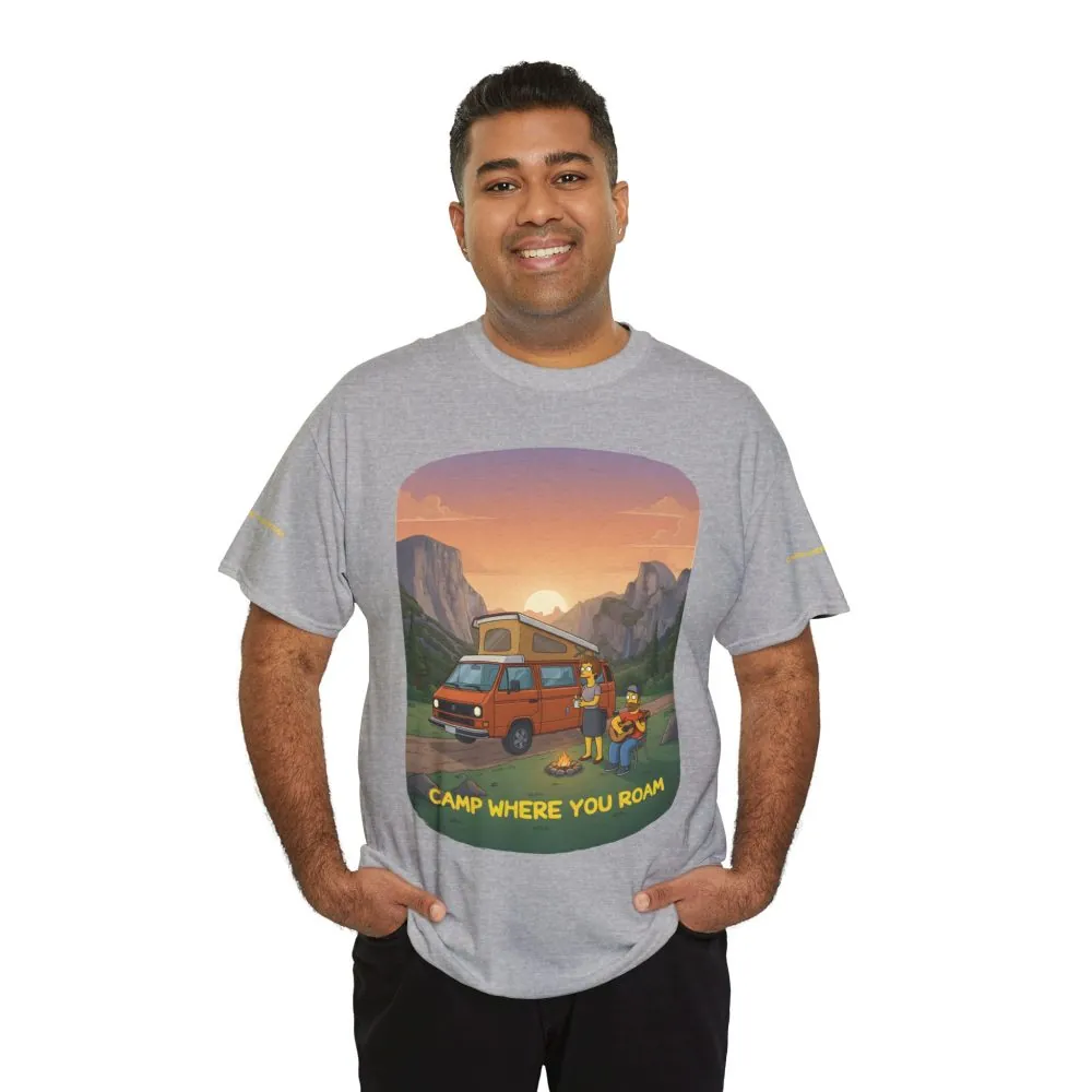 Unisex Heavy Cotton Tee — "Camp Where You Roam" Design Sitcom-Line