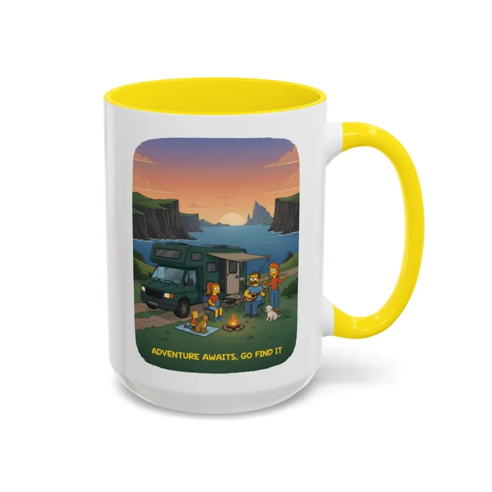 Accent Coffee Mug (11, 15oz) — "Adventure Awaits-Go Find It"" Design Sitcom-Line