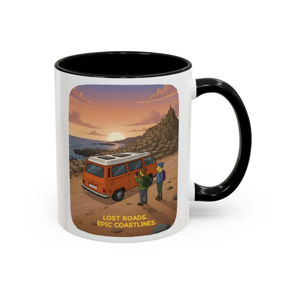 Accent Coffee Mug (11, 15oz) — "Lost Roads Epic Coastlines" Design Sitcom-Line