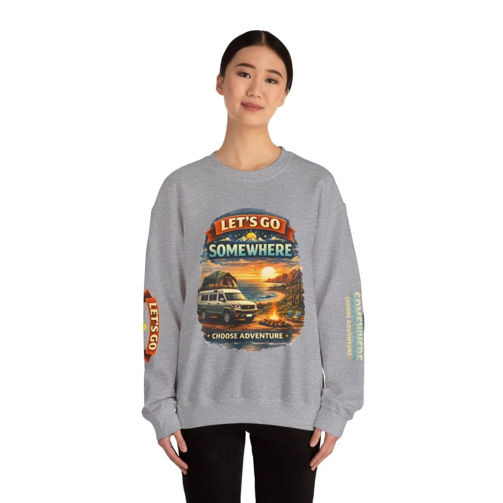 13717455217990275453_2048.jpeg Unisex Heavy Blend™ Crewneck Sweatshirt — "Lets Go Somewhere" Design Scenic-Line