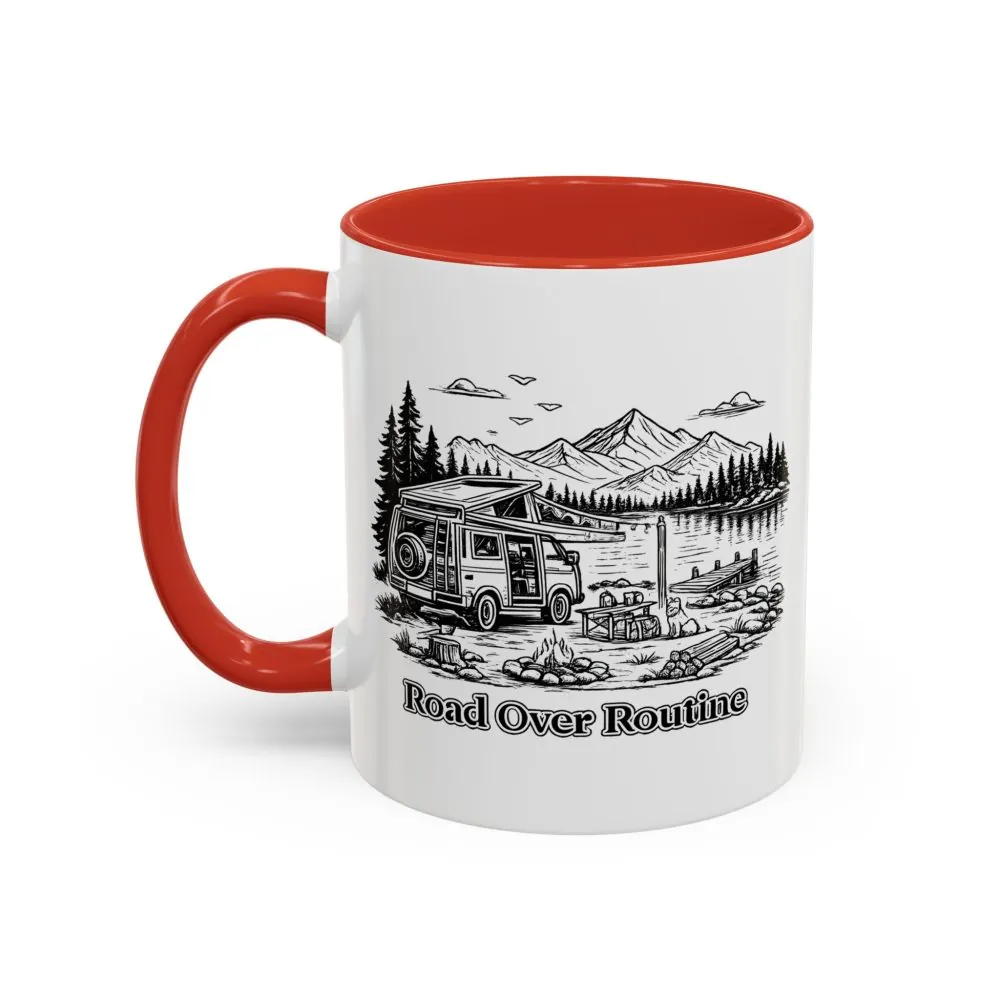 13732031775836733659_2048.jpeg Accent Coffee Mug (11, 15oz) — "Road Over Routine" Design Minimal-Line