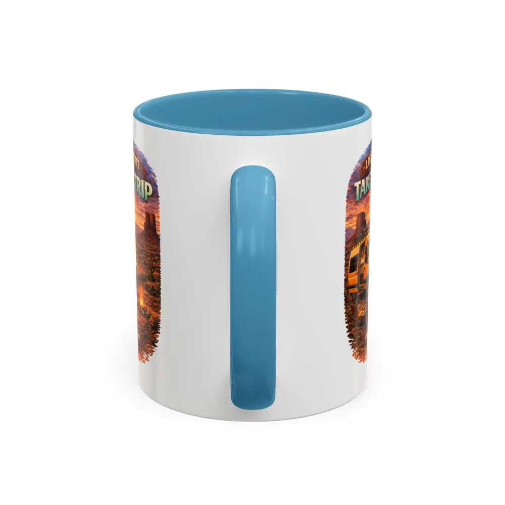 Accent Coffee Mug (11, 15oz) — "Live Is Short Take The Trip" Design Scenic-Line
