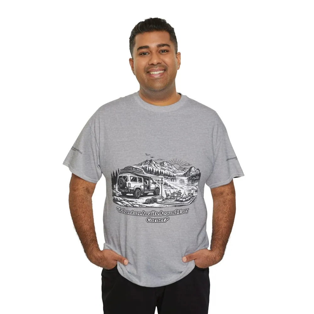 13734520352457819971_2048.jpeg Unisex Heavy Cotton Tee — "Adventure Awaits Around Every Corner" Design Minimal-Line