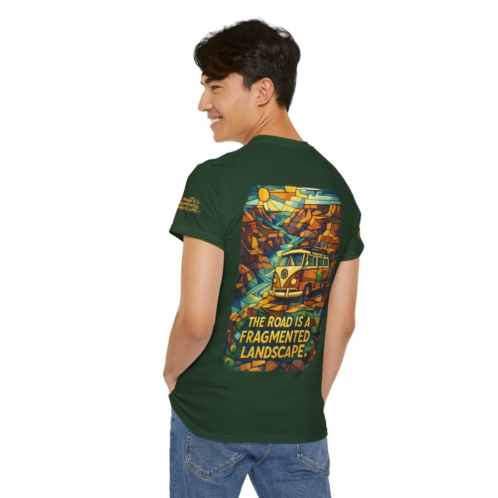 13737845983257611443_2048.jpeg Unisex Heavy Cotton Tee — "The Road Is A Fragmented Landscape" Design Cubic-Line