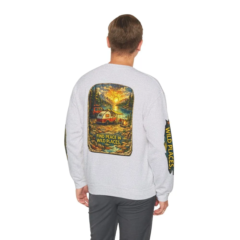 13746072564436571193_2048.jpeg Unisex Heavy Blend™ Crewneck Sweatshirt — "Find Peace In Wild Places" Design Cubic-Line