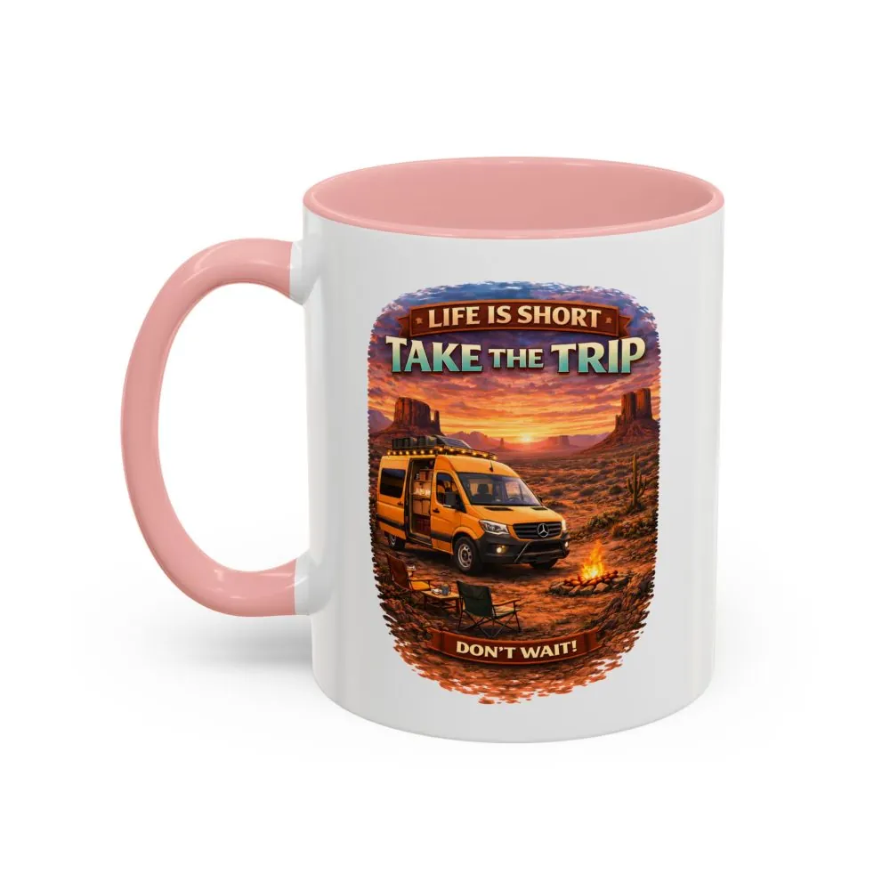 Accent Coffee Mug (11, 15oz) — "Live Is Short Take The Trip" Design Scenic-Line