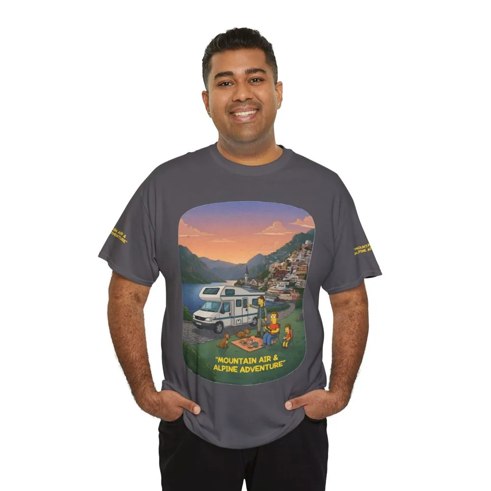 Unisex Heavy Cotton Tee — "Mountain Air-Alpine Adventure" Design Sitcom-Line