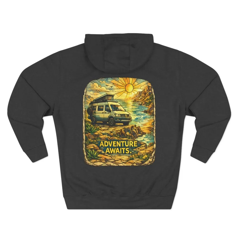 13767813575476032511_2048.jpeg Three-Panel Fleece Hoodie - "Adventure Awaits" Design Cubic-Line