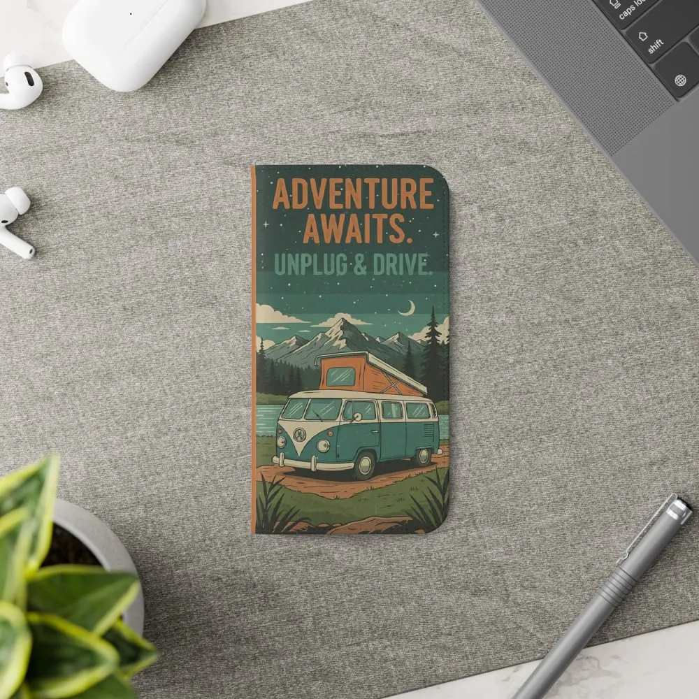 13797050683316744355_2048.jpeg Flip Phone Case — "Adventure Awaits Unplug & Drive" Wallet Case