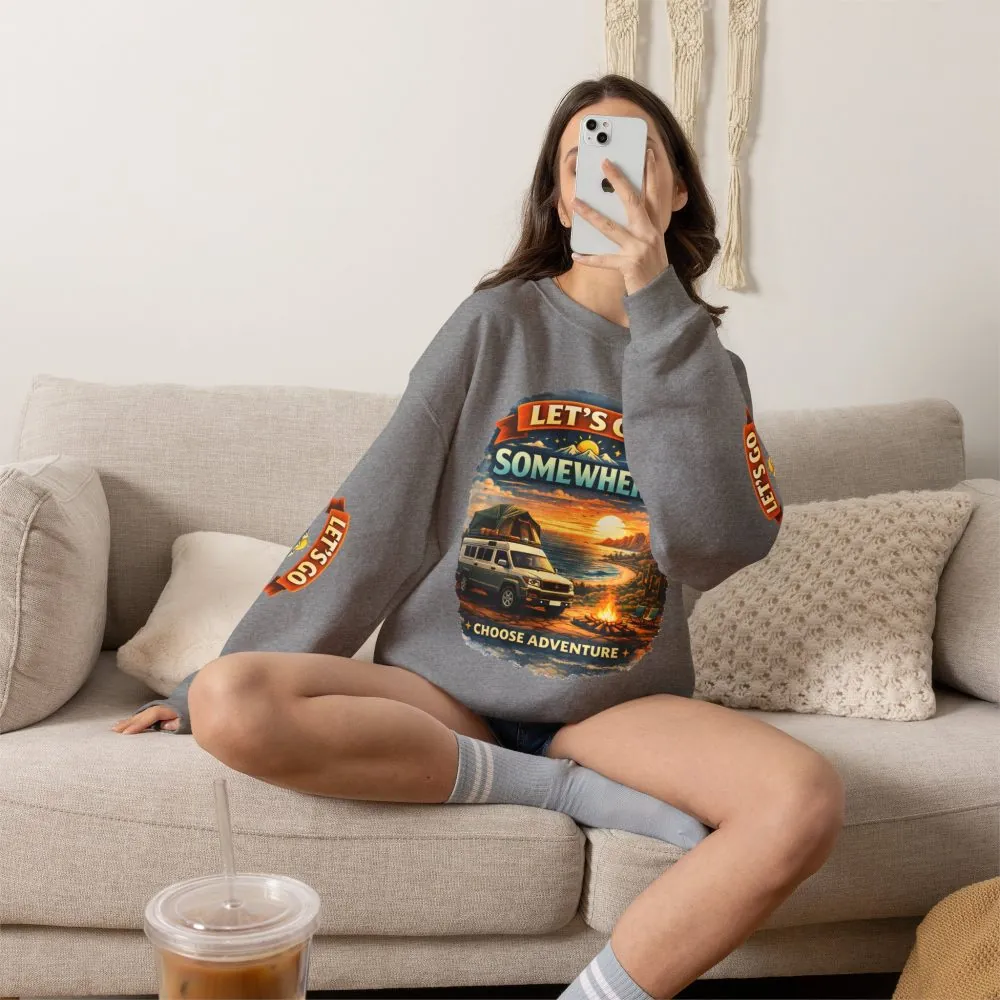 1380346818954329171_2048.jpeg Unisex Heavy Blend™ Crewneck Sweatshirt — "Lets Go Somewhere" Design Scenic-Line