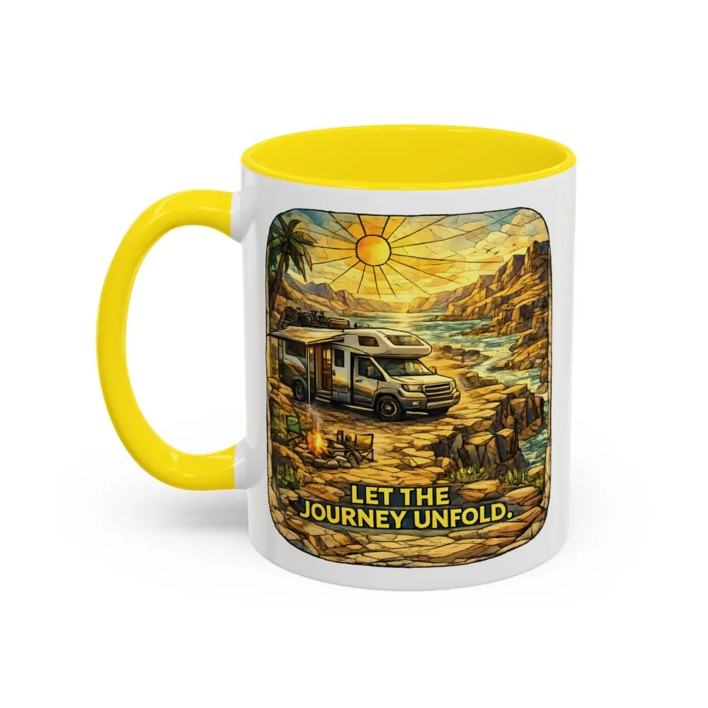 Accent Coffee Mug (11, 15oz) — "Let The Journey Unfold" Design Cubic-Line