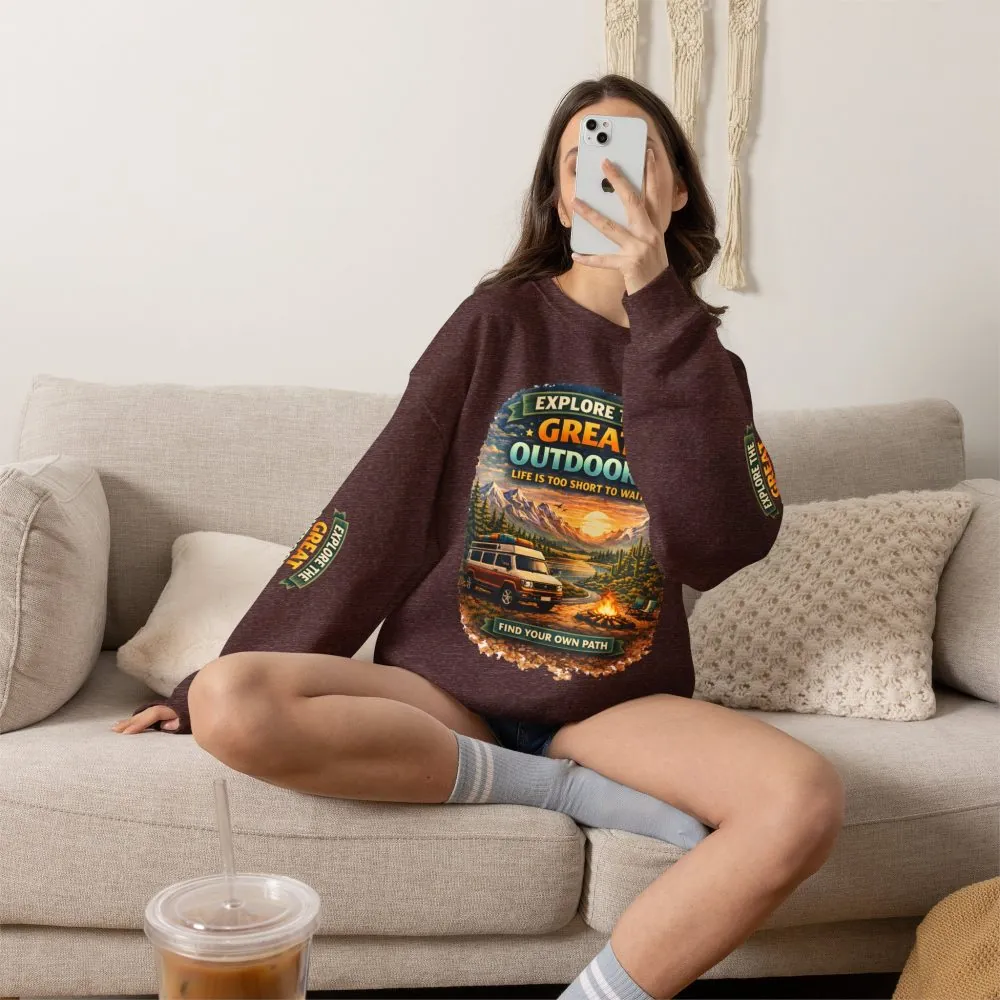1384142194323168009_2048.jpeg Unisex Heavy Blend™ Crewneck Sweatshirt — "Explore The Great Outdoors" Design Scenic-Line