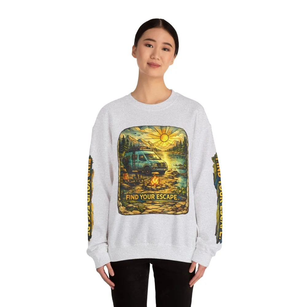 13856207746319754473_2048.jpeg Unisex Heavy Blend™ Crewneck Sweatshirt — "Find Your Escape" Design Cubic-Line