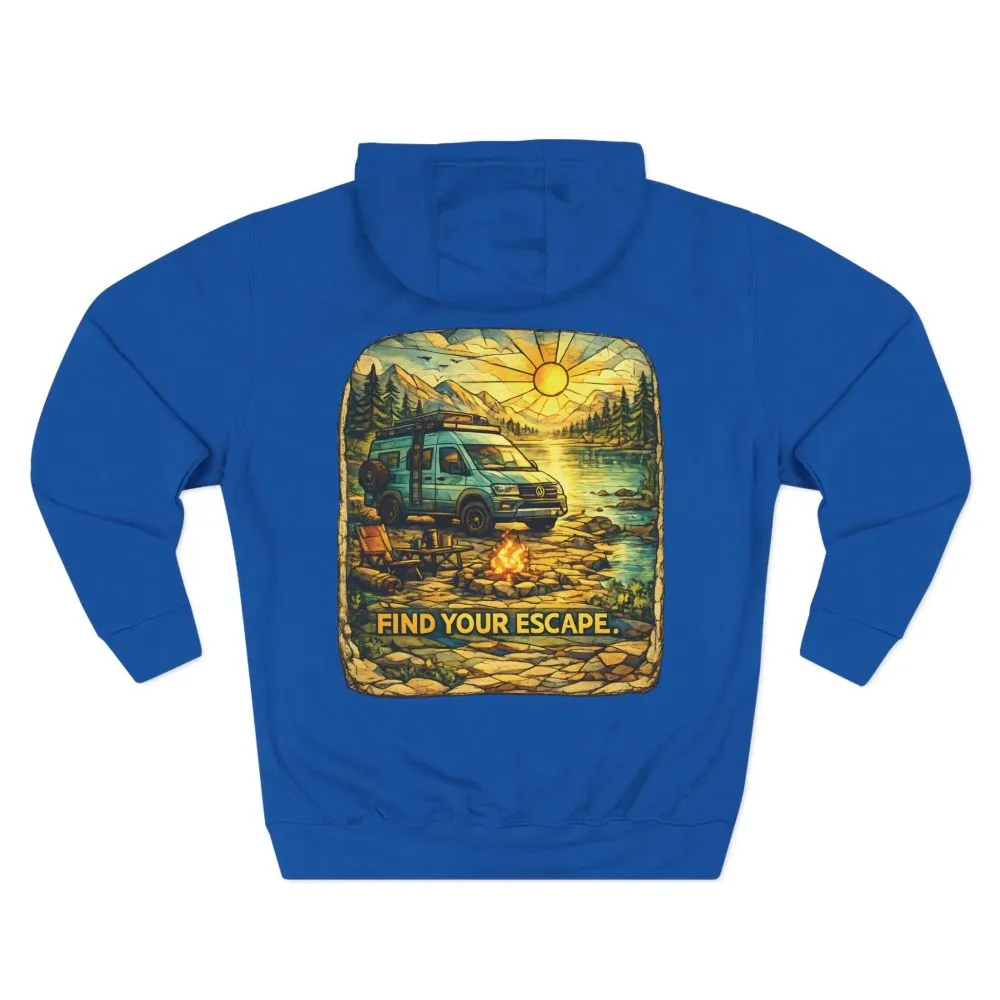 13859190723196993396_2048.jpeg Three-Panel Fleece Hoodie - "Find Your Escape" Design Cubic-Line