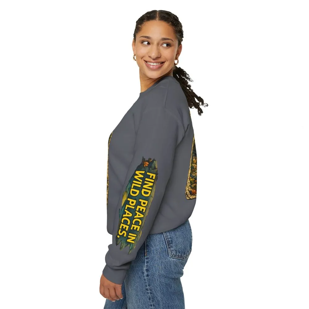 13864131590803139234_2048.jpeg Unisex Heavy Blend™ Crewneck Sweatshirt — "Find Peace In Wild Places" Design Cubic-Line