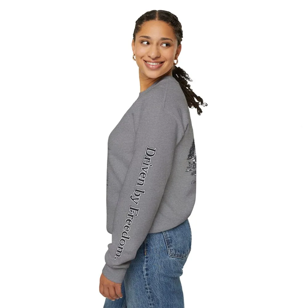 13865848257526336150_2048.jpeg Unisex Heavy Blend™ Crewneck Sweatshirt — "Driven By Freedom" Design Minimal-Line