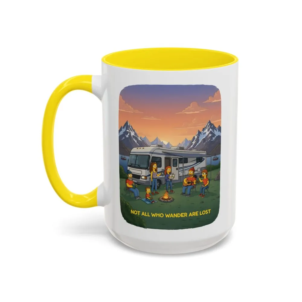 Accent Coffee Mug (11, 15oz) — "Not All Who Wander Are Lost" Design Sitcom-Line