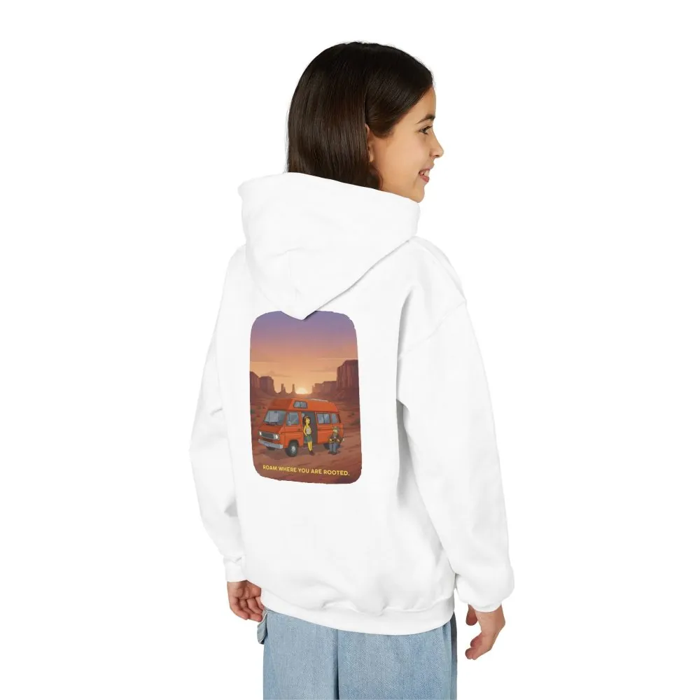 Youth Hoodie(Gildan) – "Roam Where You Are Rooted" (Design Sitcom-Line)