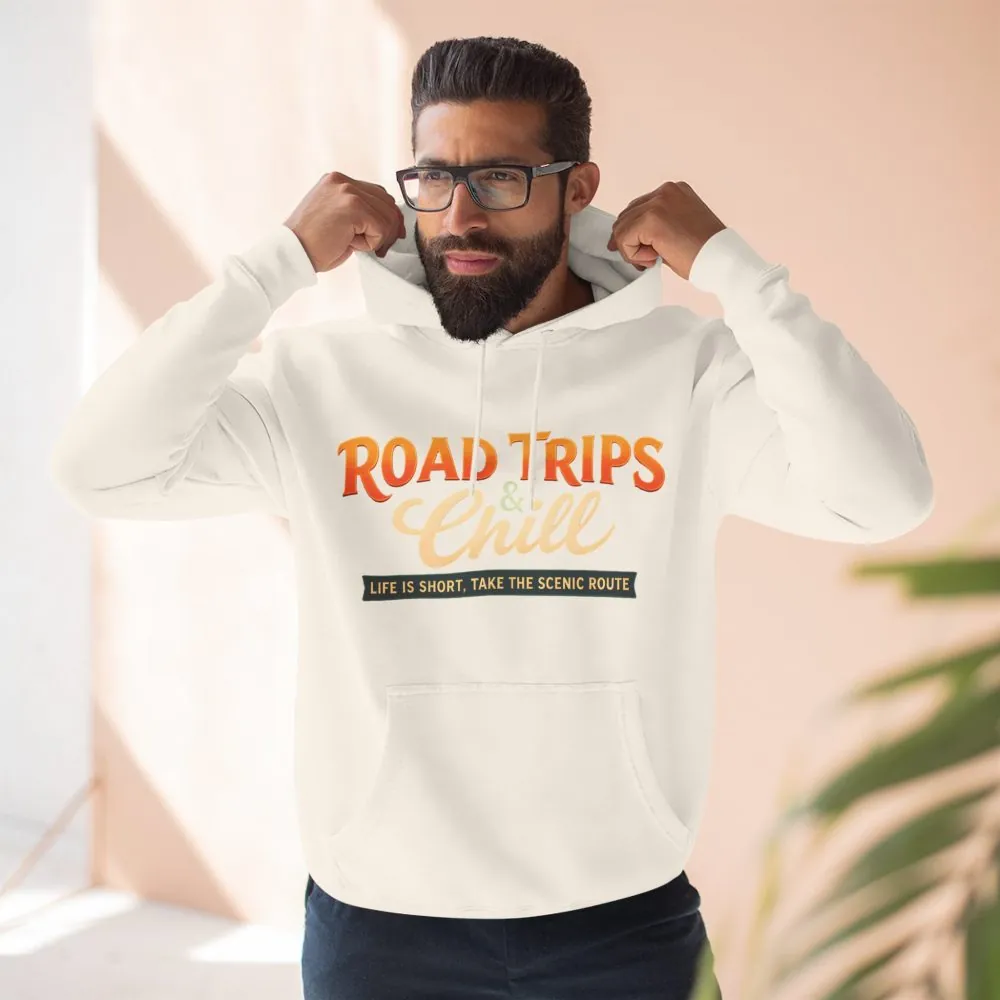 Three-Panel Fleece Hoodie - "Road Trips & Chill" Design Scenic-Line