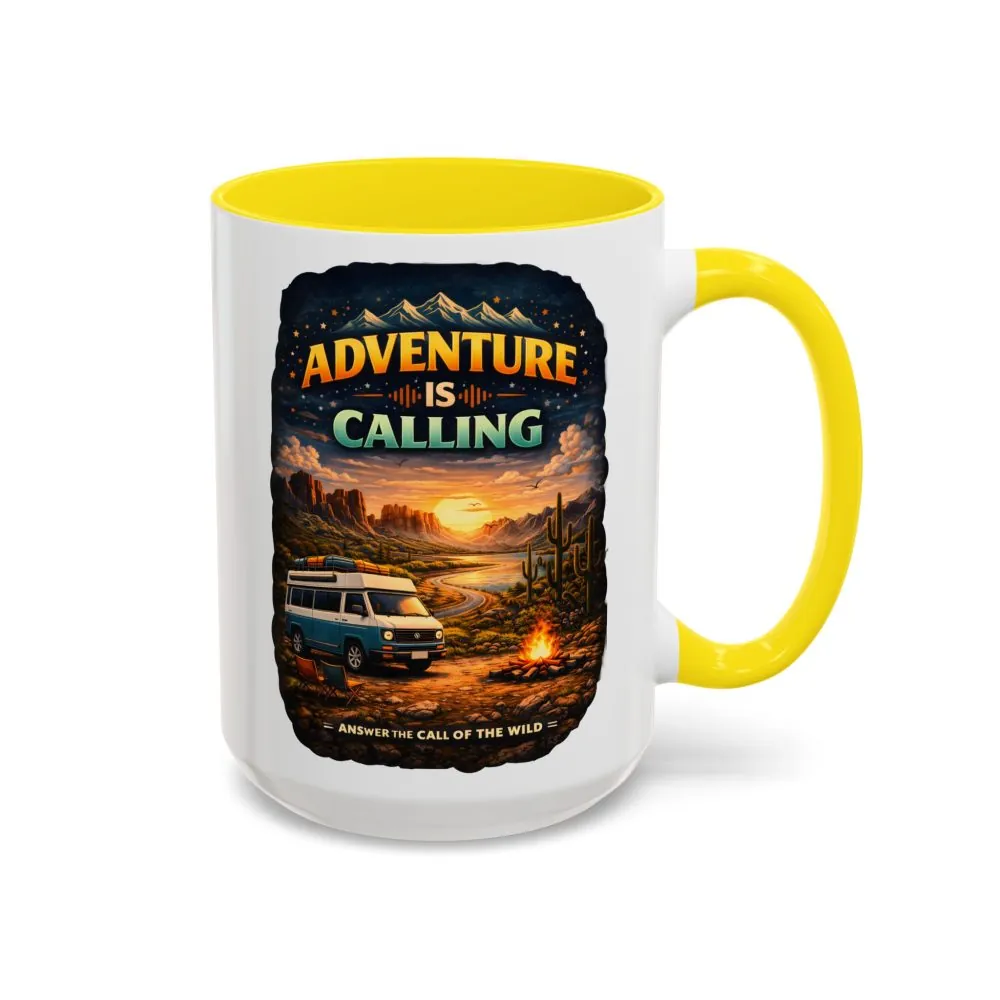 Accent Coffee Mug (11, 15oz) — "Adventure Is Calling" Design Scenic-Line
