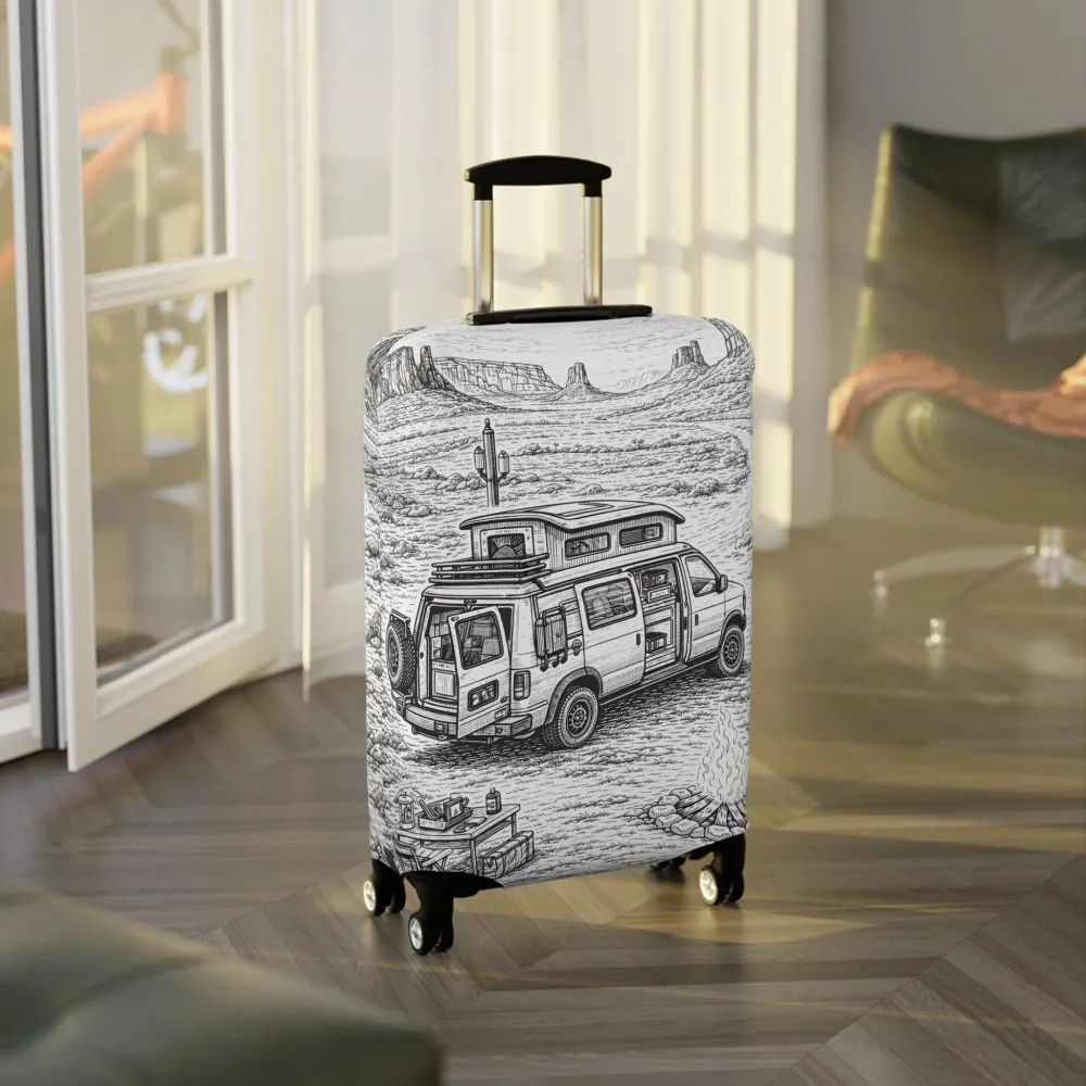 13892239605116218903_2048.jpeg Luggage Cover — Adventure Camper Sketch Travel Suitcase
