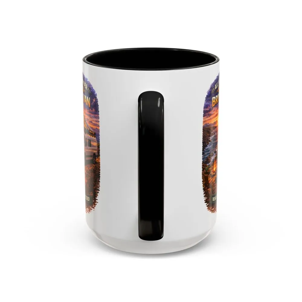 Accent Coffee Mug (11, 15oz) — "All Who wander Should Bring A Van" Design Scenic-Line