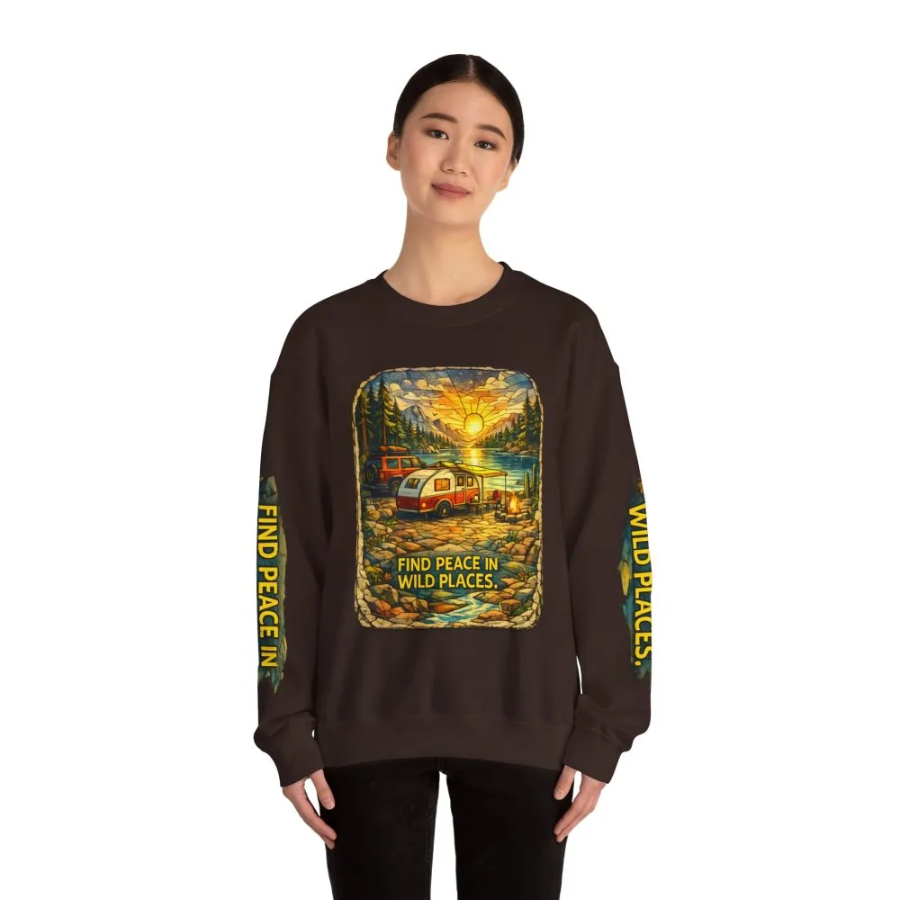 13892800173633153154_2048.jpeg Unisex Heavy Blend™ Crewneck Sweatshirt — "Find Peace In Wild Places" Design Cubic-Line