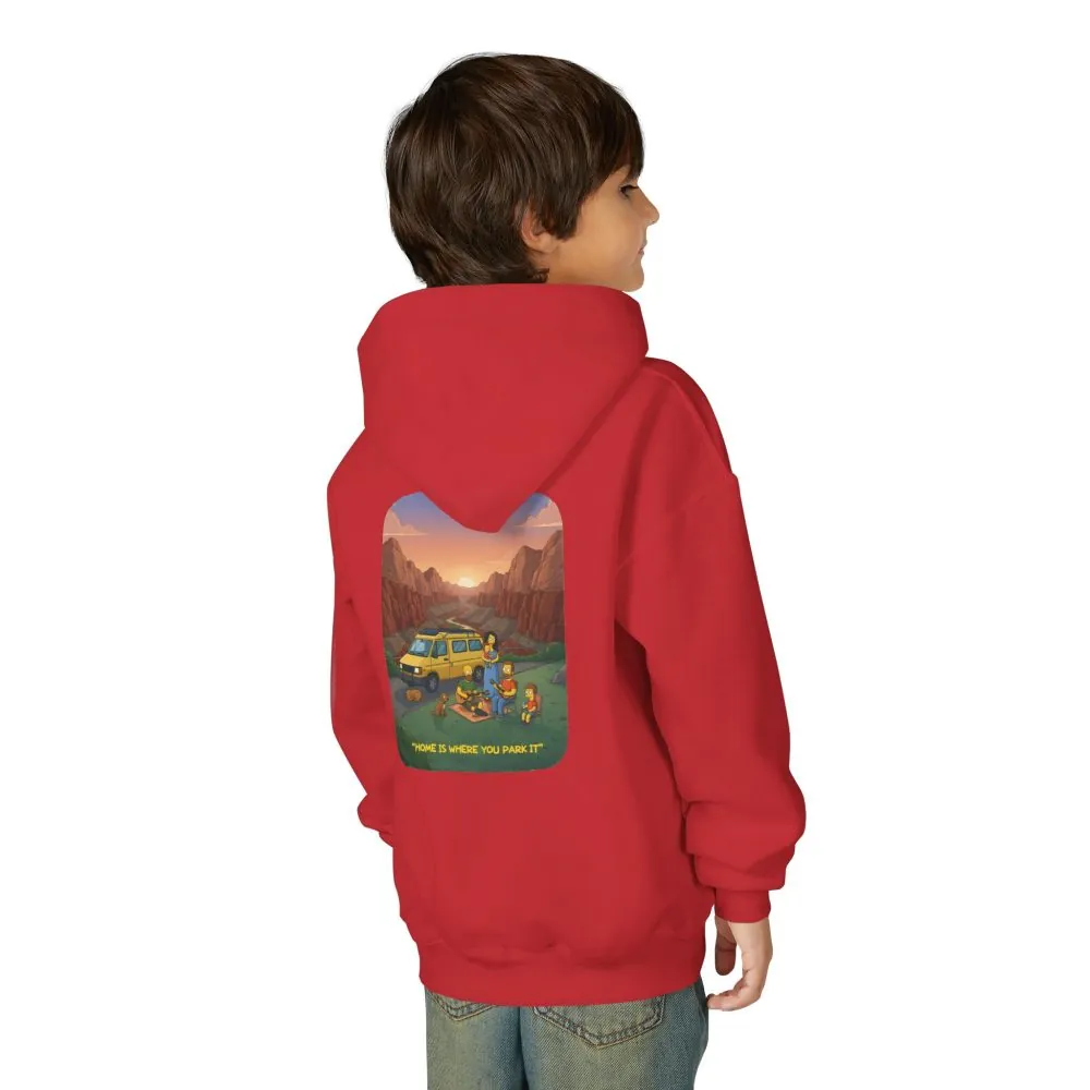 Youth Hoodie(Gildan) – "Home Is Where You Park It"" (Design Sitcom-Line)
