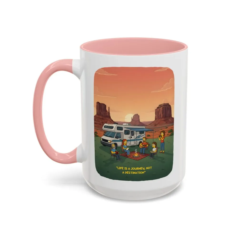 Accent Coffee Mug (11, 15oz) — "Life Is A Journey-Not A Destination" Design Sitcom-Line