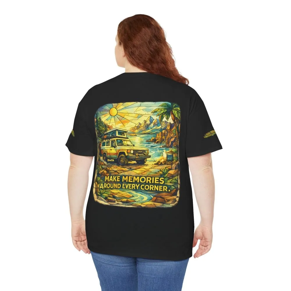 13910805378401367985_2048.jpeg Unisex Heavy Cotton Tee — "Make Memories Around Every Corner" Design Cubic-Line
