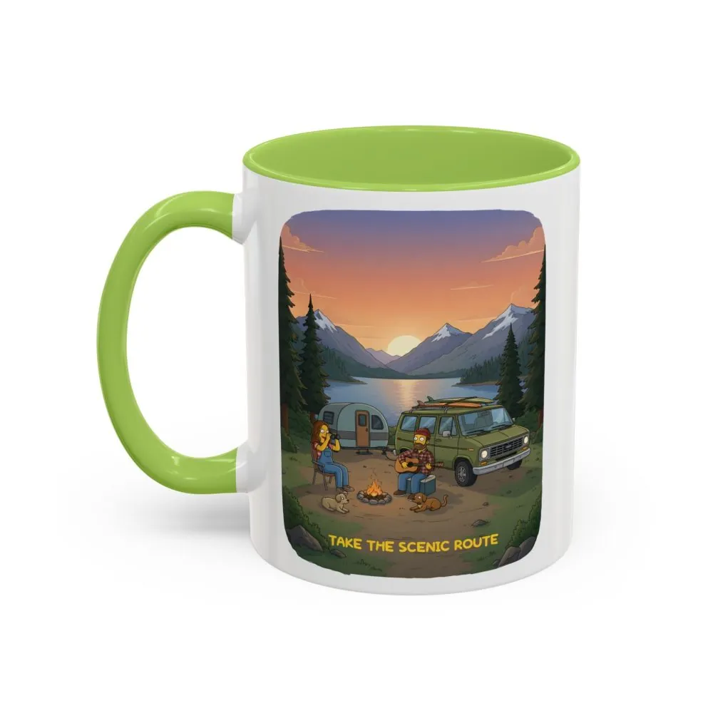 Accent Coffee Mug (11, 15oz) — "Take The Scenic Route" Design Sitcom-Line