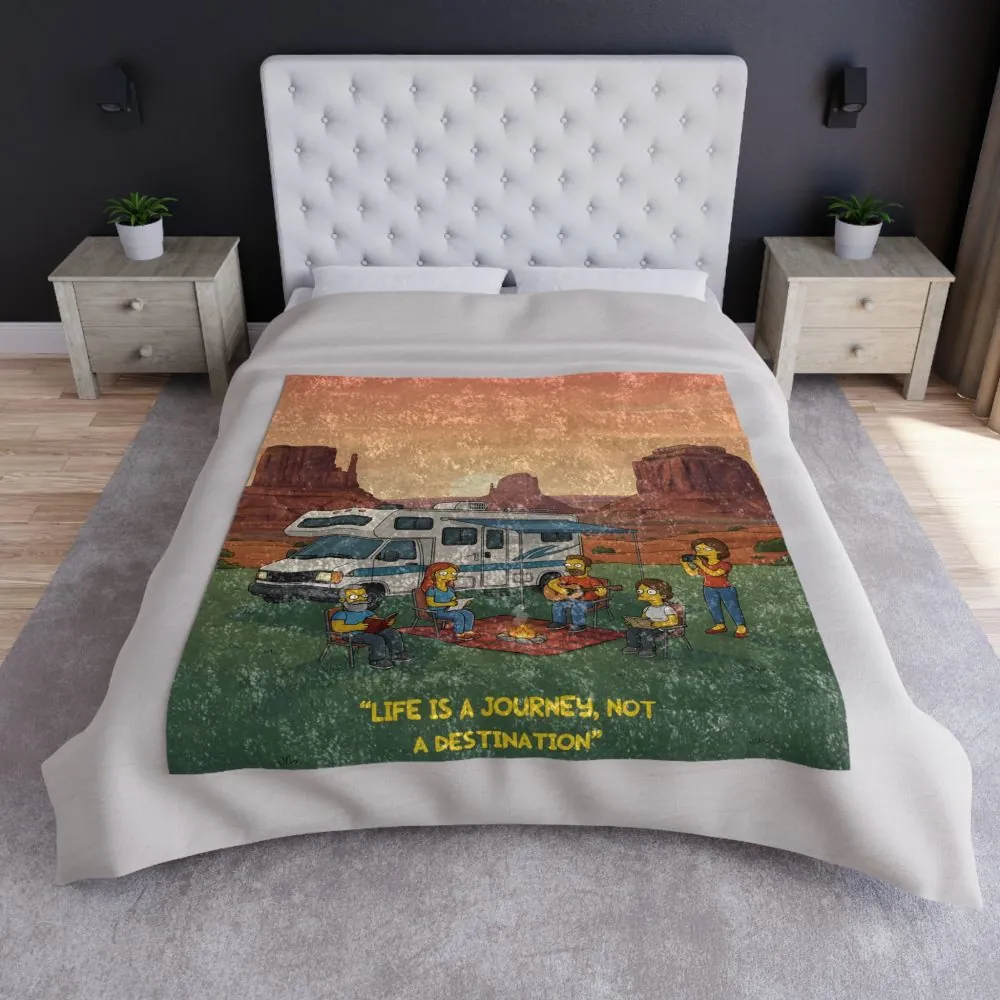 13918888063723222428_2048.jpeg Crushed Velvet Blanket —"Life Is A Journey-Not A Destination" Design Sitcom-Line (Campervan)