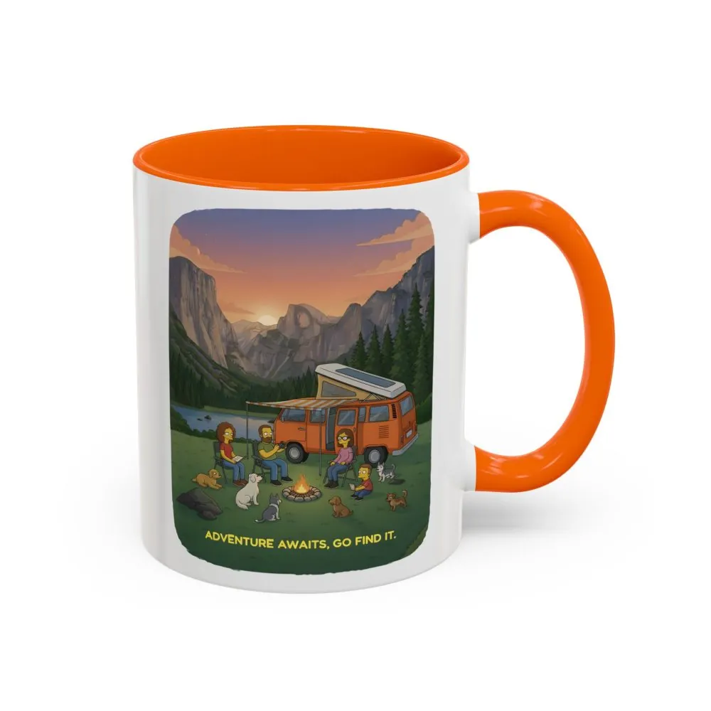 Accent Coffee Mug (11, 15oz) — "Adventure Awaits-Go Find It"" Design Sitcom-Line