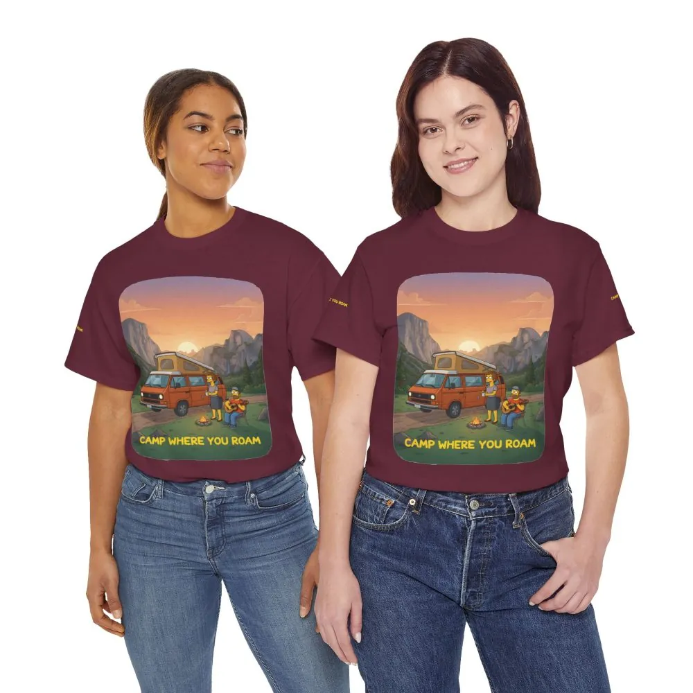Unisex Heavy Cotton Tee — "Camp Where You Roam" Design Sitcom-Line