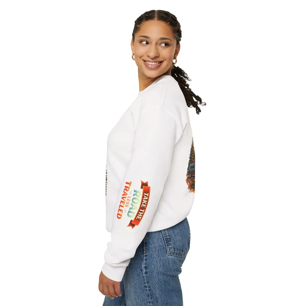 13955003588252528143_2048.jpeg Unisex Heavy Blend™ Crewneck Sweatshirt — "Take The Road Less Traveled" Design Scenic-Line